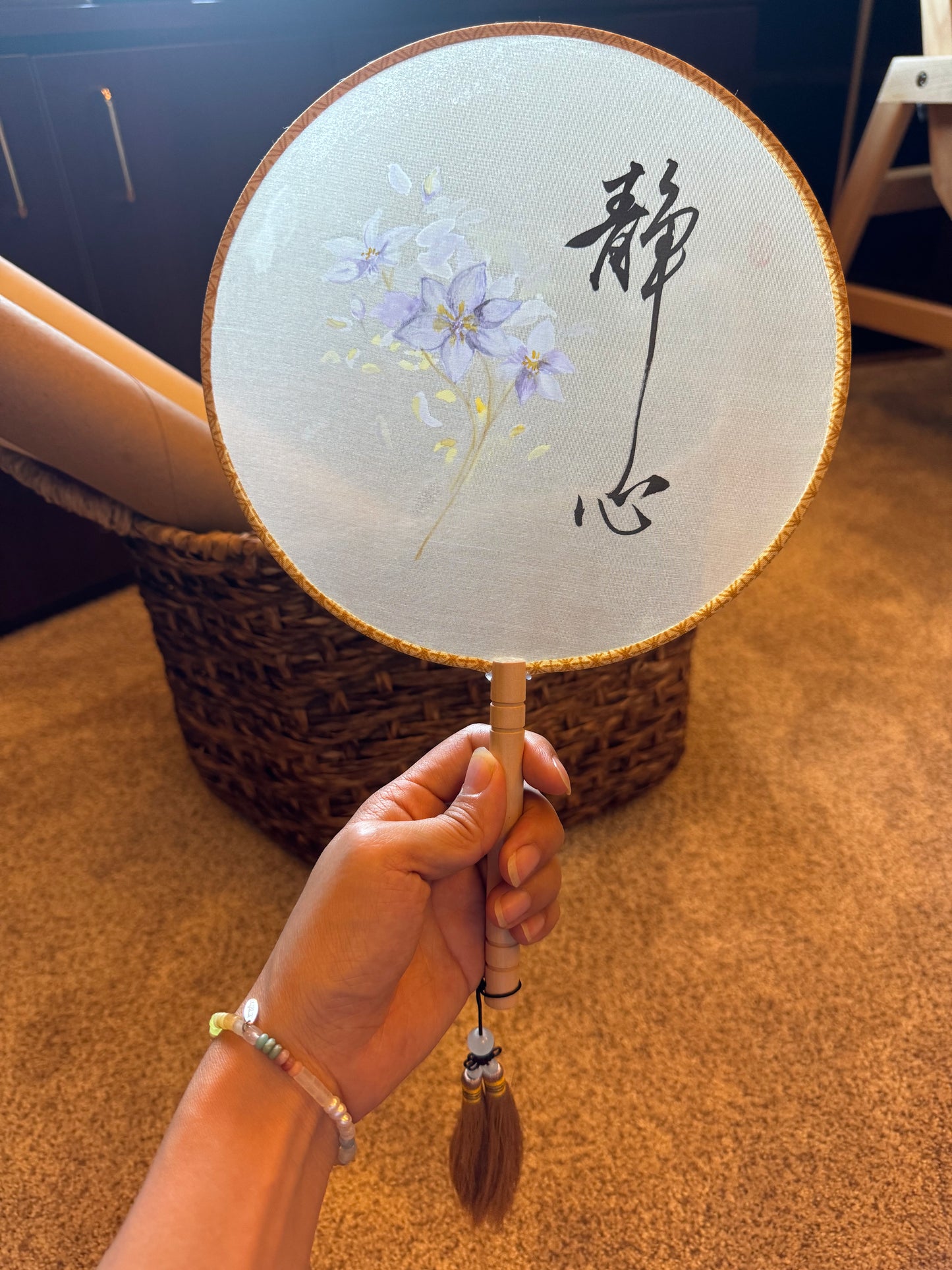 Hand-Painted Clematis Fan